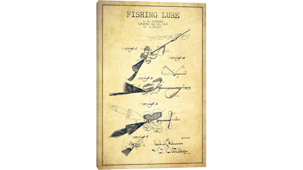 iCanvas Fishing Tackle Vintage Patent BluePrint,26x18 by Aged Pixel Canvas,26x18, 26 x 18 ADP1178-1PC3-26x18