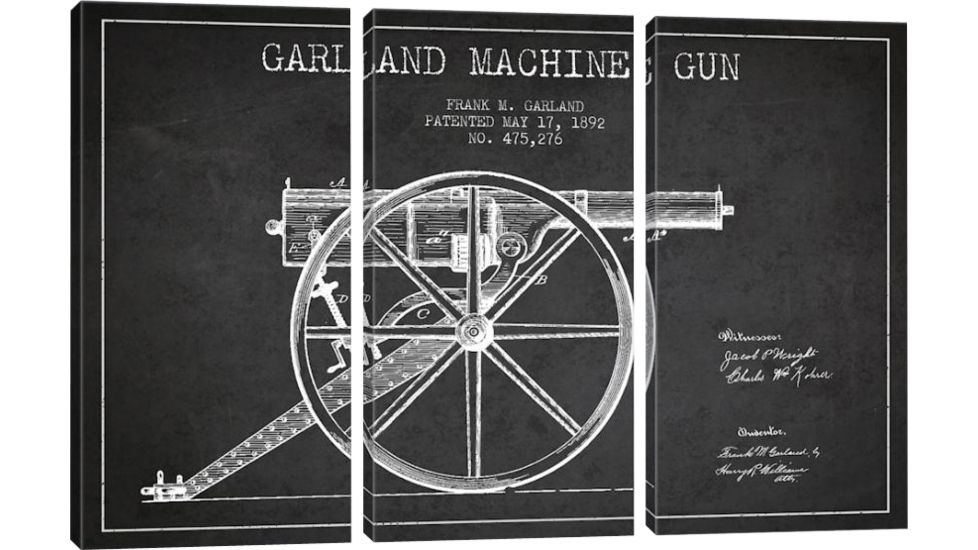 iCanvas Garland Gun Charcoal Patent Blueprint by Aged Pixel Canvas Print, 40 x 60 ADP1389-3PC3-60x40