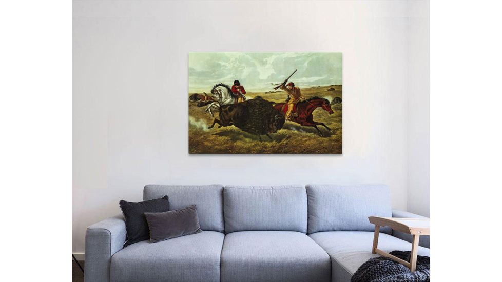 iCanvas Life on the Prairie - the Buffalo Hunt, 1862 by N. Currier Canvas Print, Multi, 26x40x0.75 BMN624-1PC3-40x26