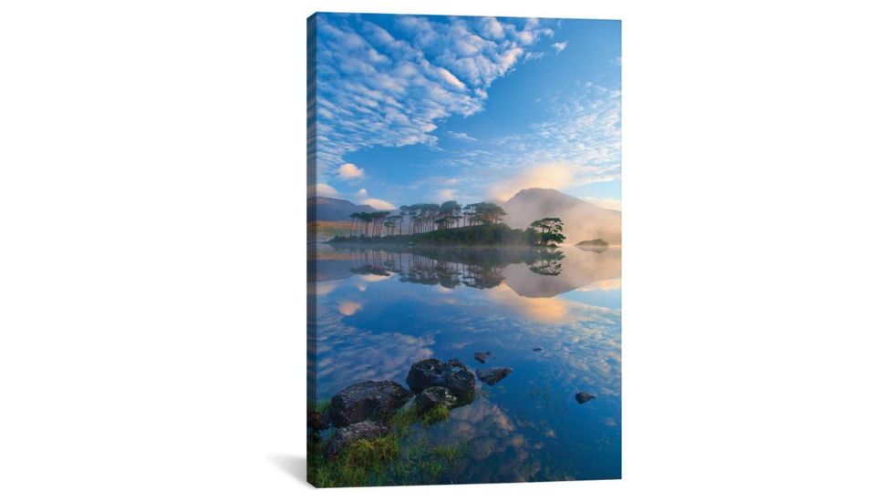 iCanvas Misty Morning Reflection Of Twelve Bens II, Derryclare Lough, Connemara, County Galway, Connacht Province, Republic Of Ireland by Gareth McCormack Canvas Print, Multi, 18 x 12 GAR58-1PC3-18x12