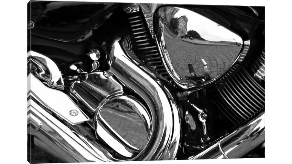 iCanvas Motorcycle Engine Grayscale ll Artist Canvas Print, 12 x 18 12863-1PC3-18x12