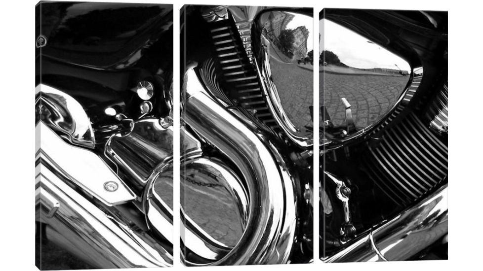 iCanvas Motorcycle Engine Grayscale ll Artist Canvas Print, 40 x 60 12863-3PC3-60x40