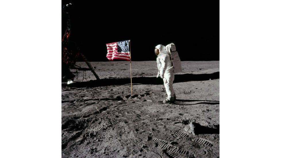 iCanvas Neil Armstrong Placing American Flag on the Moon by NASA Canvas Print, Multi, 18x18, 11047-1PC3-18x18