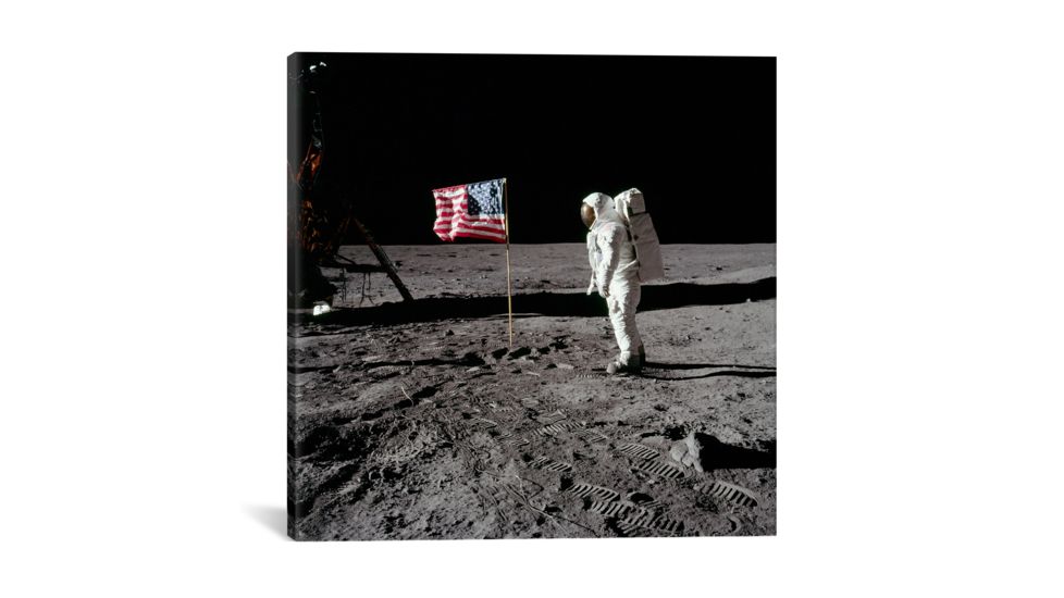 iCanvas Neil Armstrong Placing American Flag on the Moon by NASA Canvas Print, Multi, 18x18, 11047-1PC3-18x18