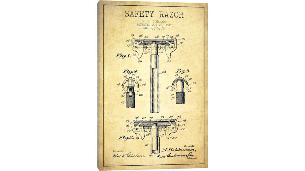 iCanvas Razor Vintage Patent BluePrint,26x18 by Aged Pixel Canvas,26x18, 26 x 18 ADP237-1PC3-26x18