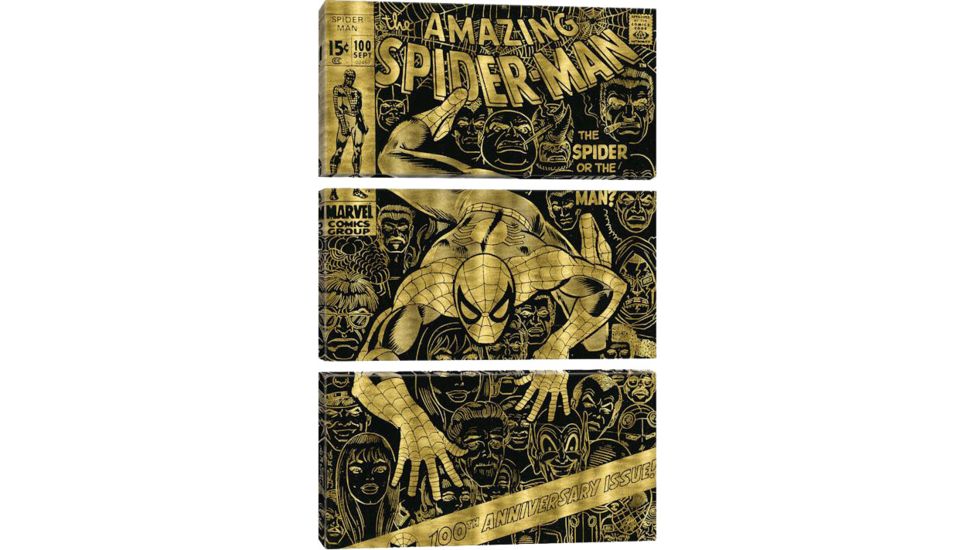 iCanvas Marvel Comics (Retro): The Amazing Spider-Man (1971) #100 Gold Leaf Comic Book Cover by Marvel Comics Canvas Print, Multi, 60 x 40 MRV1483-3PC3-60x40