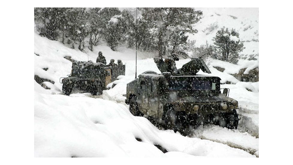 iCanvas US Marines Conducting A Mounted Patrol In Khowst-Gardez Pass by Stocktrek Images Canvas Print, Multi, 18x12 TRK1029-1PC3-18x12