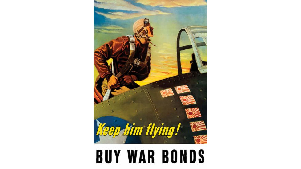 iCanvas Vintage WWII Poster Of A Fighter Pilot Climbing Into His Air by Stocktrek Images Canvas Print, Multi, 18x12 TRK101-1PC3-18x12
