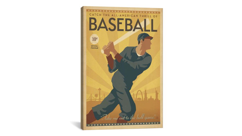 iCanvas Baseball by Anderson Design Group Print, Multi, 26x18x0.75 ADG230-1PC3-26x18
