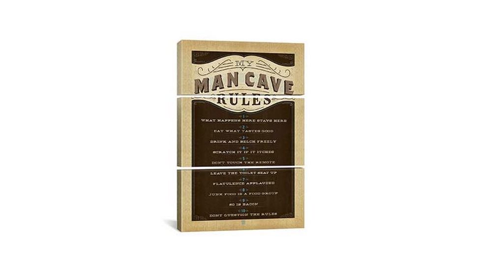 iCanvas Man Cave Rules by Anderson Design Group Print, Multi, 60x40x0.75, 3P ADG262-3PC3-60x40