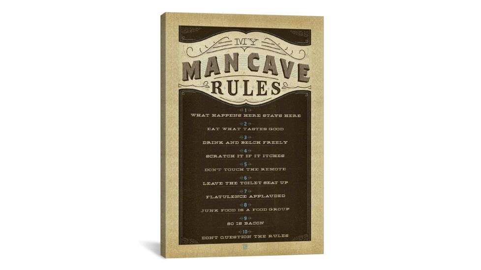 iCanvas Man Cave Rules by Anderson Design Group Print, Multi, 26x18x0.75 ADG262-1PC3-26x18