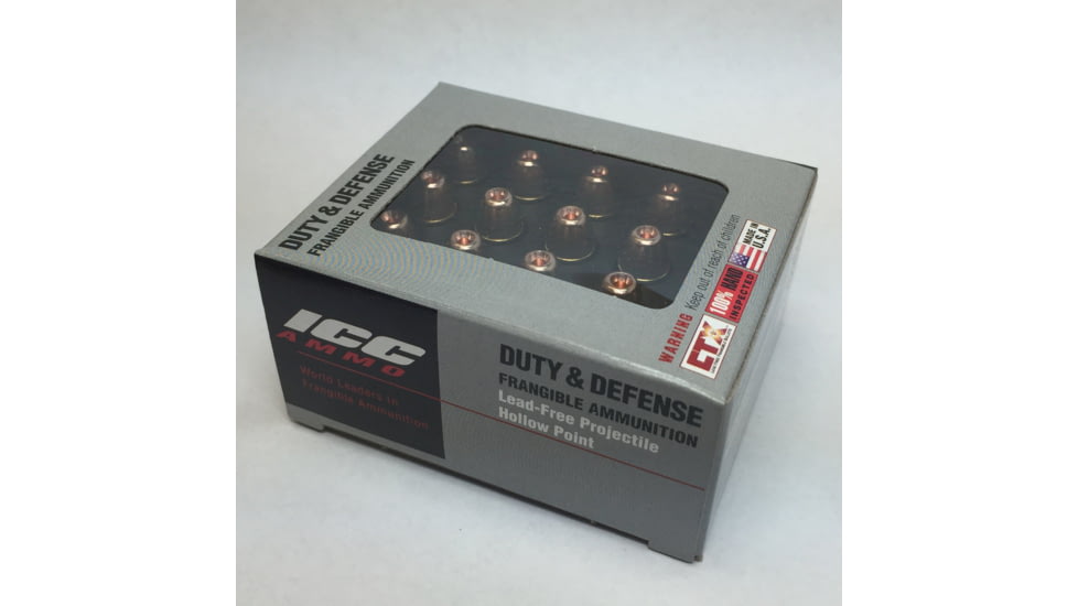 ICC Ammo .380 ACP 75 Grain Frangible Hollow Point Brass Pistol Ammo, 20 Rounds, 380-075XHP20