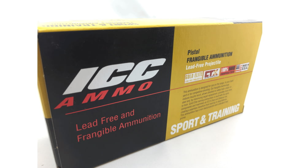 ICC Ammo Gold Elite .308 WIN 125 Grain Frangible Round Nose Brass Pistol Ammunition, 20 Rounds, 308-125PTR-B