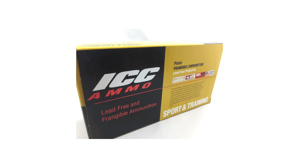ICC Ammo Gold Elite 9mm 100 Grain Frangible Flat Point Brass Pistol Ammo, 50 Rounds, 009-100XFP-B