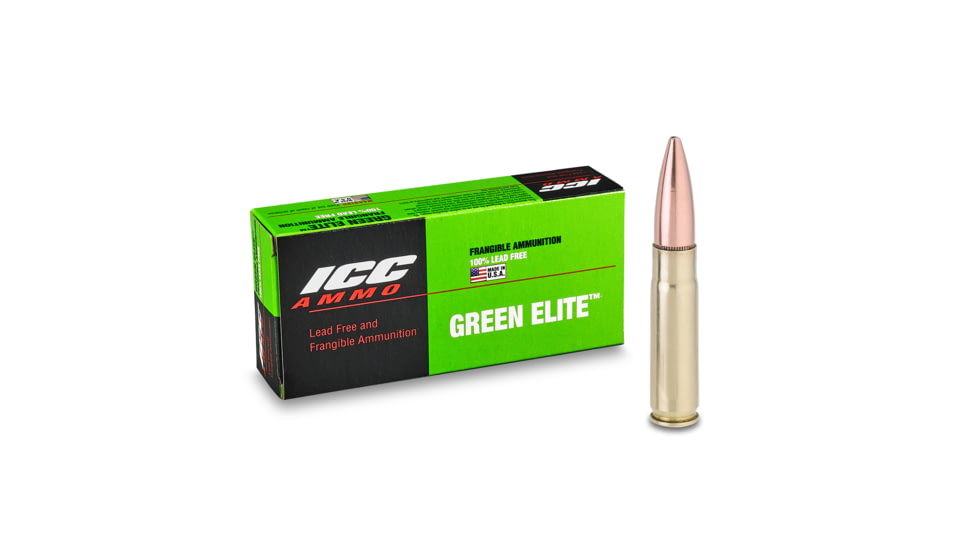 ICC Ammo Green Elite .300 BLK 140 Grain Frangible JOTM Brass Rifle Ammo, 20 Rounds, 300BLK-140JOTNT-B