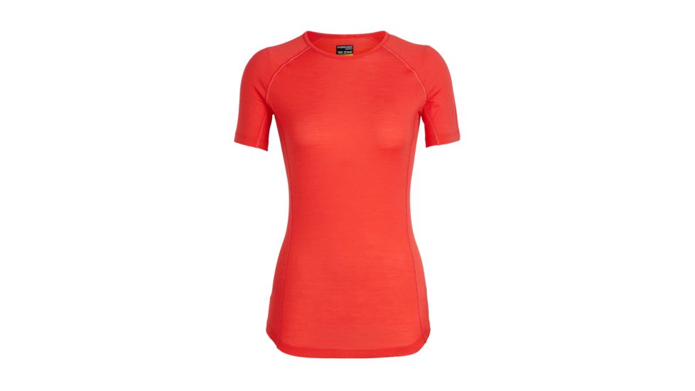 Icebreaker 150 Zone Short Sleeve Crew, Womens, Ember/Snow, Large, 104330602L