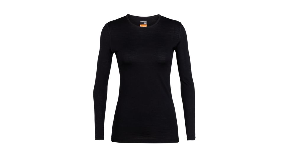 Icebreaker Merino 200 Oasis LS Crewe - Women's, Black, Extra Small, IB104375001XS