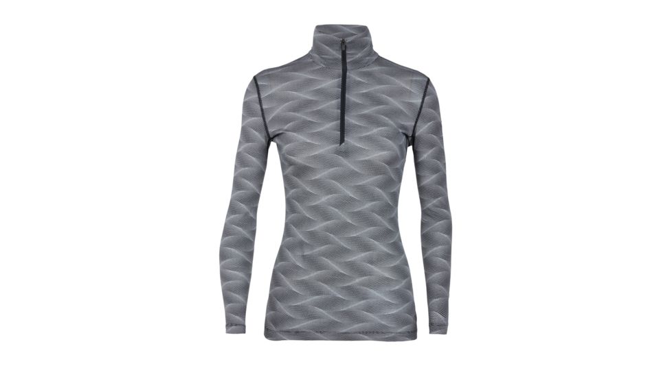 Icebreaker 200 Oasis Long Sleeve Half Zip Curve - Womens, Black/Snow, Extra Small, 104381-001-XS