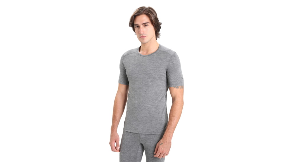 Icebreaker 200 Oasis Short Sleeve Crewe Thermal Top - Mens, Gritstone Heather, Large, IB104509013L