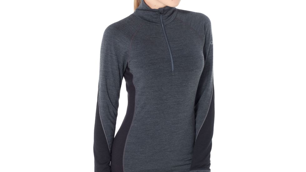 Icebreaker 260 Zone Long Sleeve Half Zip, Jet Hthr/Black/Snow, Extra Large, 104394-001-XL