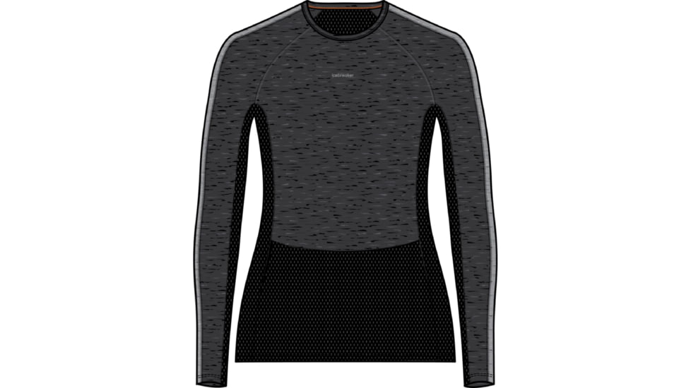 Icebreaker 260 ZoneKnit Long Sleeve Crewe Thermal Top - Women's, Jet Heather/Black/Metro Heather/Cb, Small, IB0A56HL585S