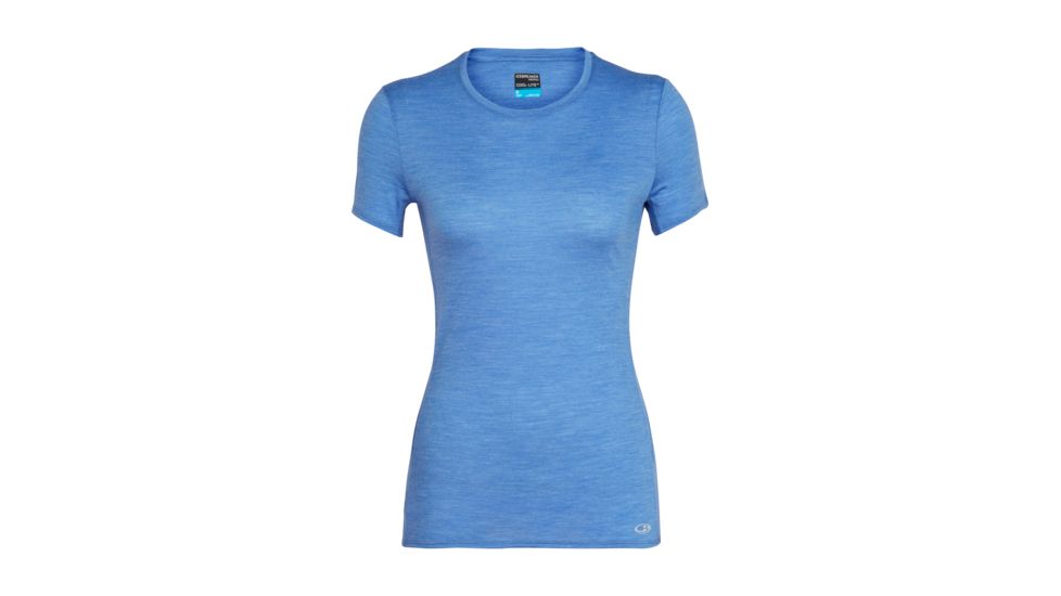 Icebreaker Amplify Short Sleeve Low Crew, Womens, Cove Hthr, Large, 104765401L
