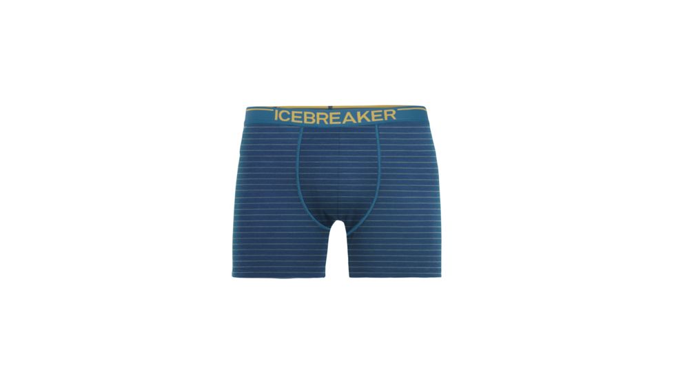 Icebreaker Anatomica Boxers - Mens, Prussian Blue/Ginger/Stripe, Small, 103029-415-S