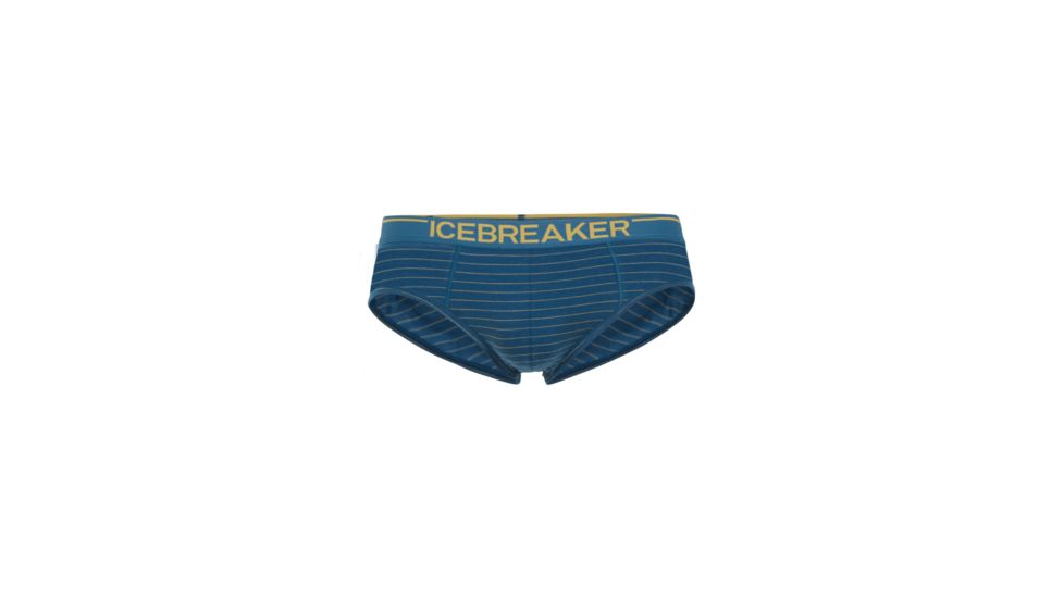 Icebreaker Anatomica Briefs - Mens, Prussian Blue/Ginger/Stripe, Medium, 103031-408-M