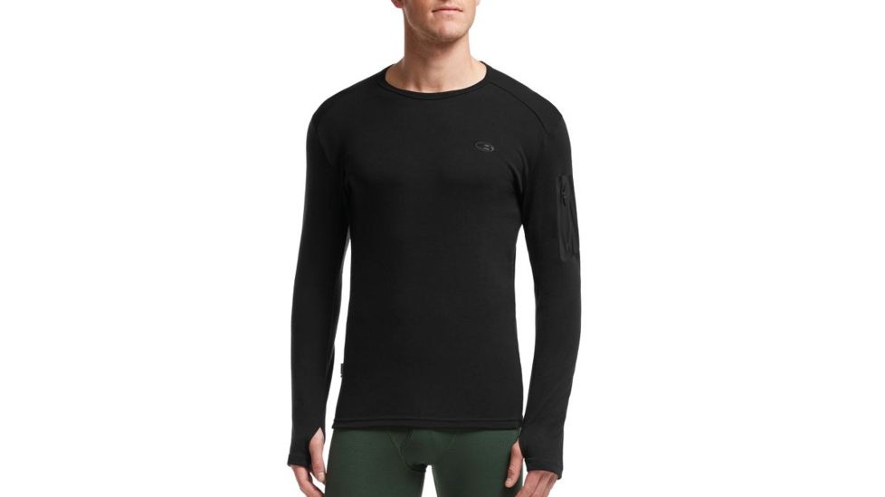 Icebreaker Apex Long Sleeve Crew - Men's-Black/Black-Small