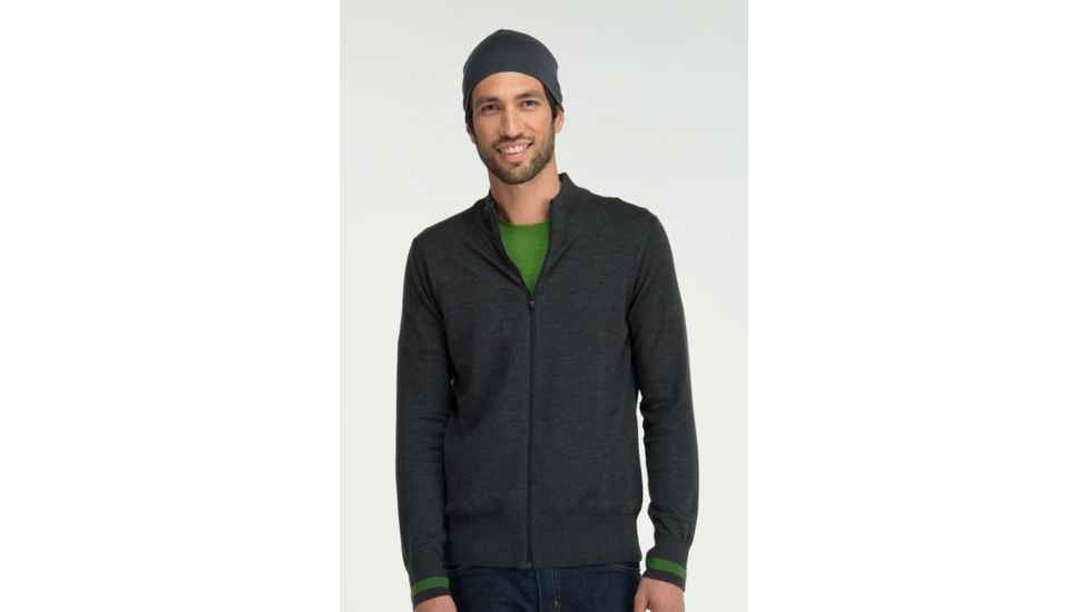 Icebreaker Aries Cardigan Clearance - Men's-Jet/Grass-Medium