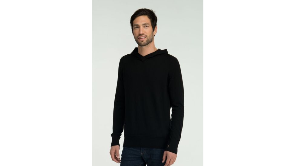 Icebreaker Aries Long Sleeve Hood - Men's-Black-Small