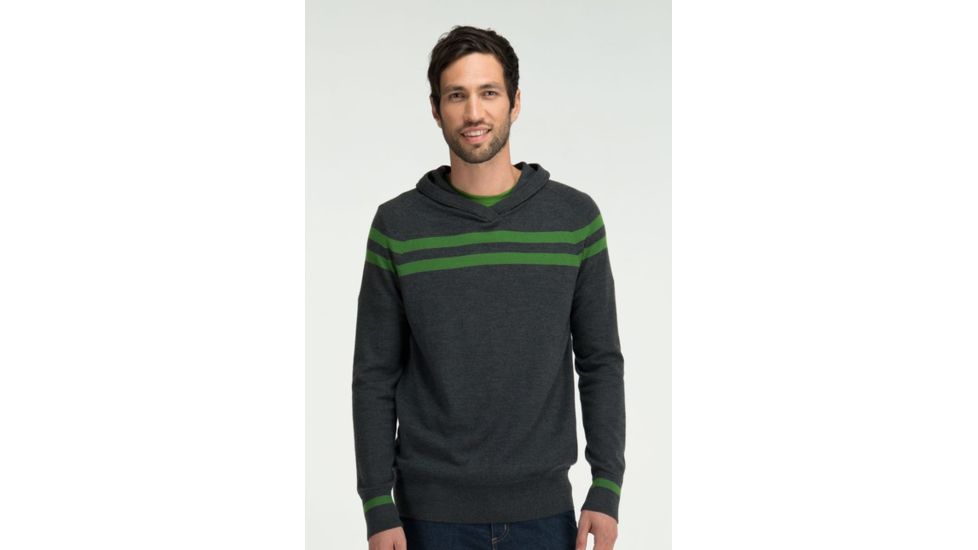 Icebreaker Aries Long Sleeve Hood - Men's-Jet/Grass-Medium