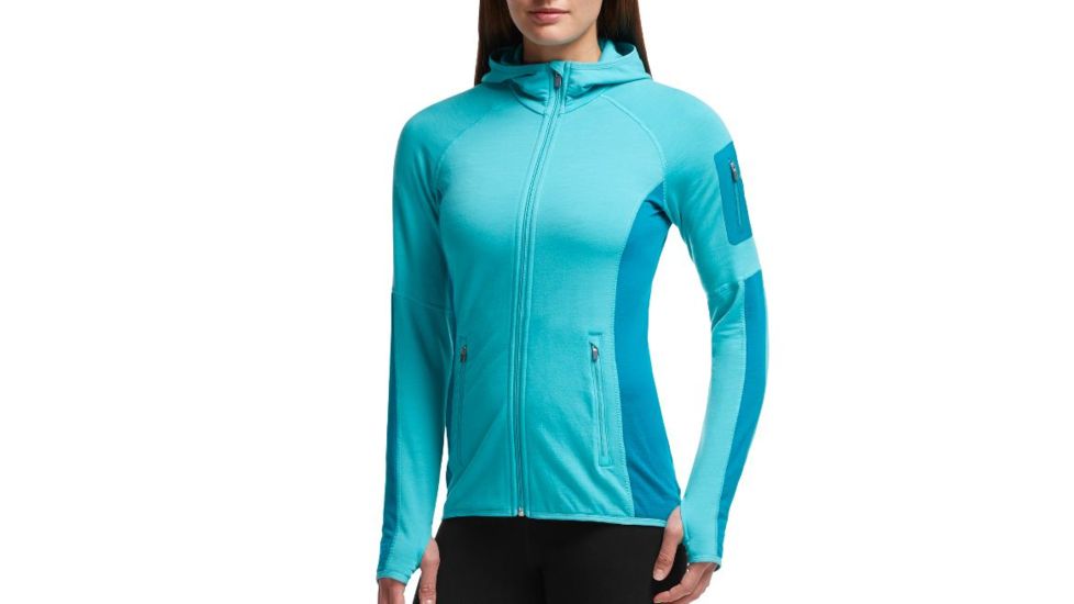 Atom Long Sleeve Hood Jacket - Womens-Aquamarine/Alpine/Aquamarine-Medium