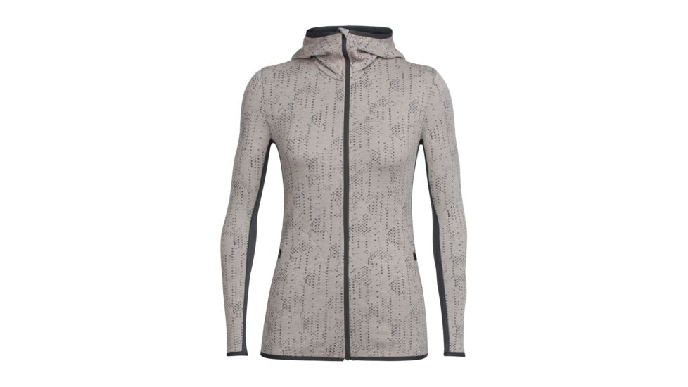 Icebreaker Away Long Sleeve Zip Hood Showers - Women's, Pumice/Monsoon, Extra Small, 104079101XS