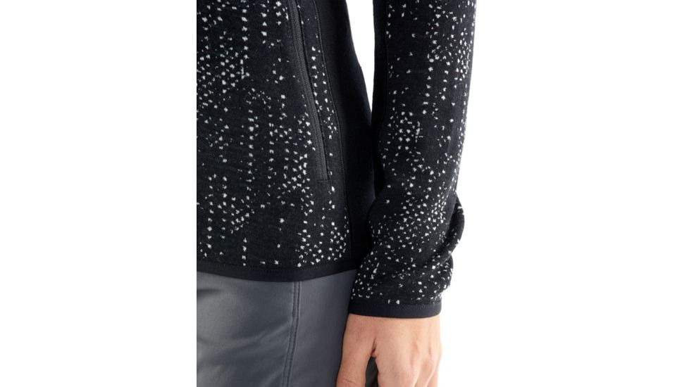 Icebreaker Away Long Sleeve Zip Hood Showers - Women's, Black, Large, 104079002L