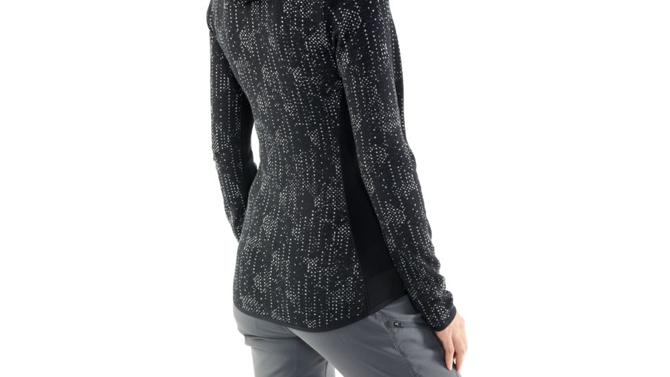 Icebreaker Away Long Sleeve Zip Hood Showers - Women's, Black, Large, 104079002L