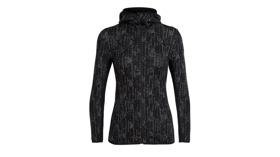 Icebreaker Away Long Sleeve Zip Hood Showers - Women's, Black, Large, 104079002L