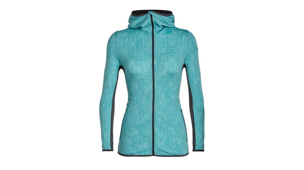 Icebreaker Away Long Sleeve Zip Hood Showers - Women's, Ocean/Monsoon, Medium, 104079301M
