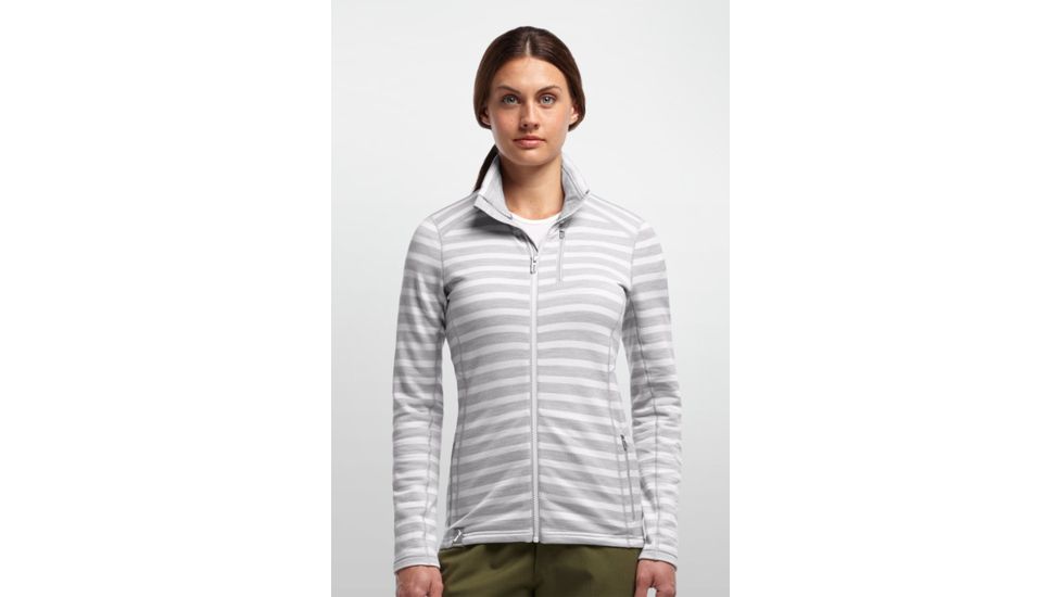Icebreaker Cascade Long Sleeve Zip Jacket - Women's-Large-Stripe Blizzard Heather