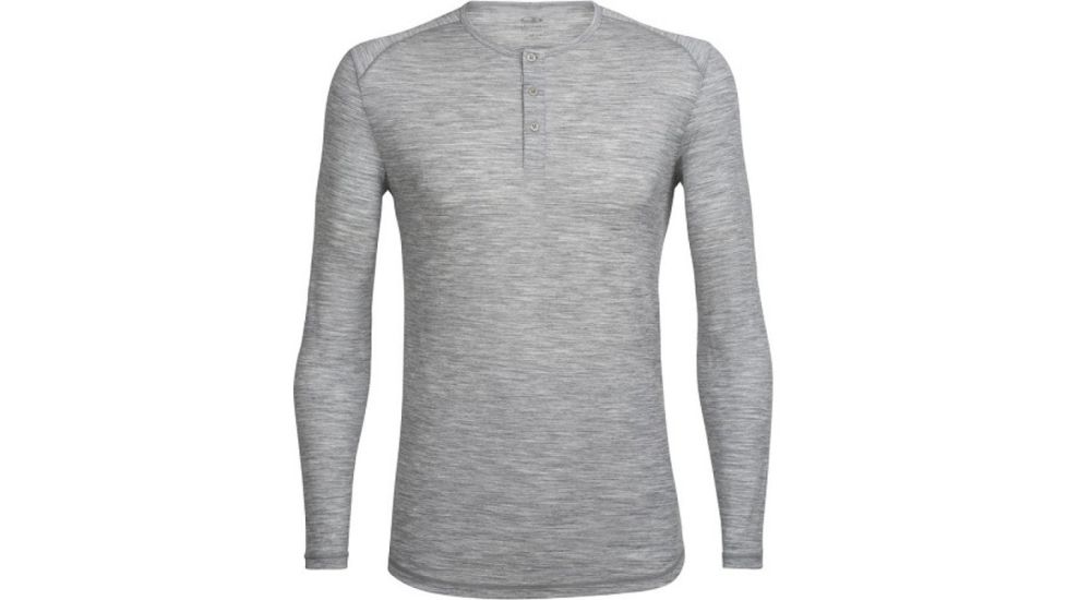 Icebreaker City Lite Long Sleeve Henley, Metro Hthr, S, 104125001S