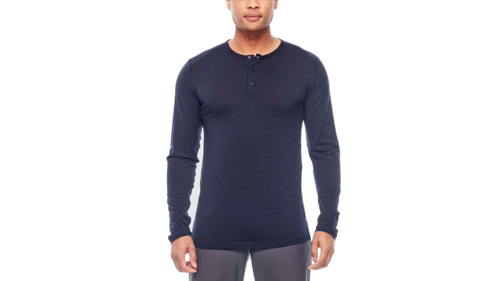 Icebreaker City Lite Long Sleeve Henley, Midnight Navy, M, 104125401M