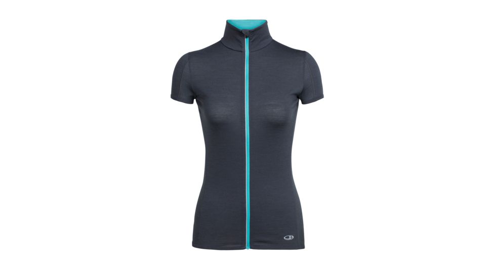 Icebreaker Comet Lite Short Sleeve Zip, Monsoon/Lagoon, L, 104084001L