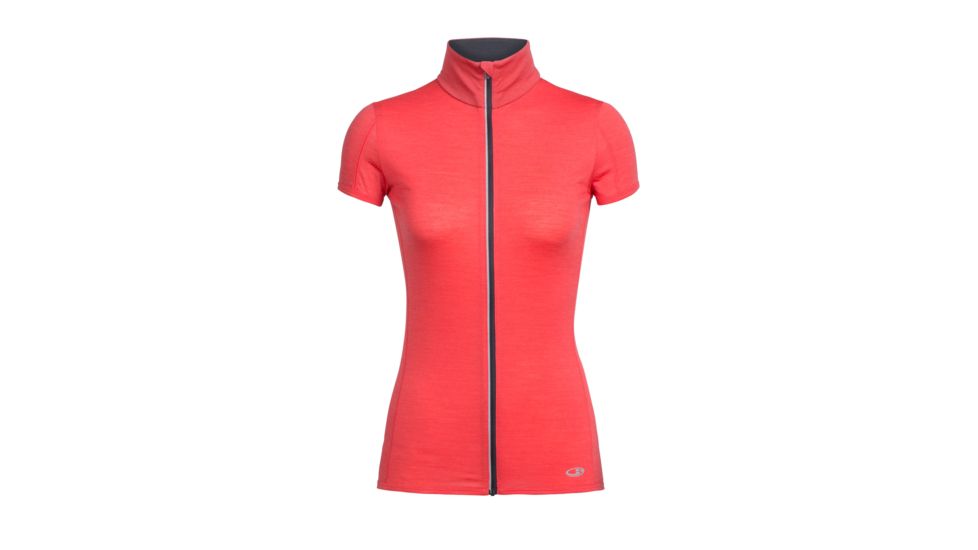 Icebreaker Comet Lite Short Sleeve Zip, Poppy Red/Monsoon, L, 104084601L