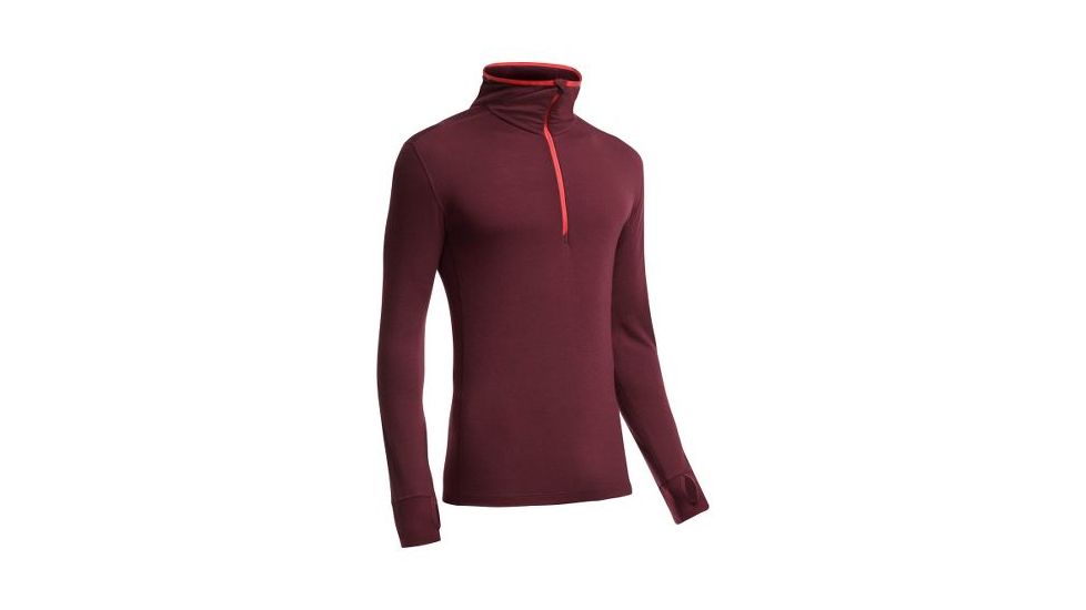 Compass Long Sleeve Half Zip Hood - Mens-Redwood/Clay-X-Large