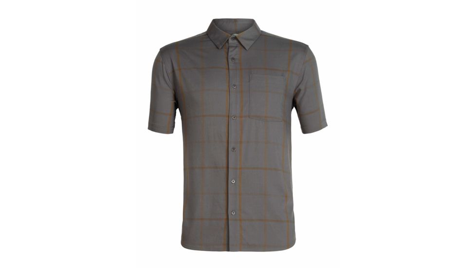 Icebreaker Compass Short Sleeve Shirt - Men's, Timberwolf/Tobacco/Plaid, Medium, 103611004M