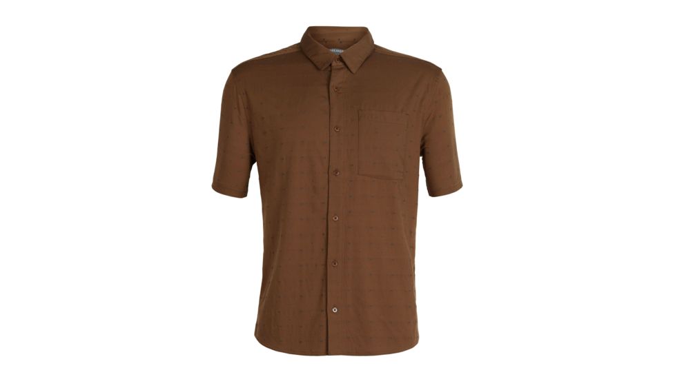 Icebreaker Compass Short Sleeve Shirt - Men's, Tobacco/Monsoon/Dobby, Large, 103611201L