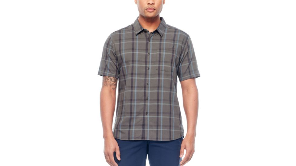 Icebreaker Compass Short Sleeve Shirt, Metal/Monsoon/Plaid, S, 103611002S