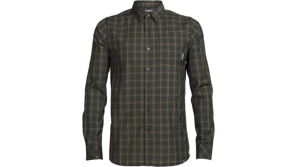 Icebreaker Departure II Long Sleeve Shirt - Men's -Kale/Sulfur/Plaid-Small
