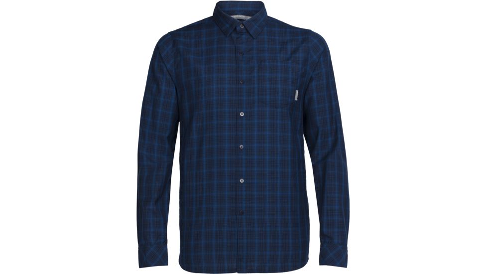 Icebreaker Departure II Long Sleeve Shirt - Men's -Midnight Navy/Cadet/Plaid-Small