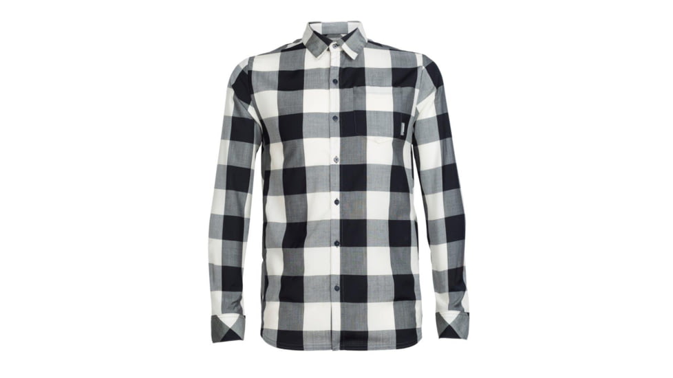 Icebreaker Departure II Long Sleeve Shirt - Men's -Plaid Stealth/Snow-Small